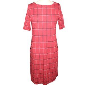 J. JILL Stretchy Plaid Dress XS Knit Knee Length Fall Academia Bookish Outfit